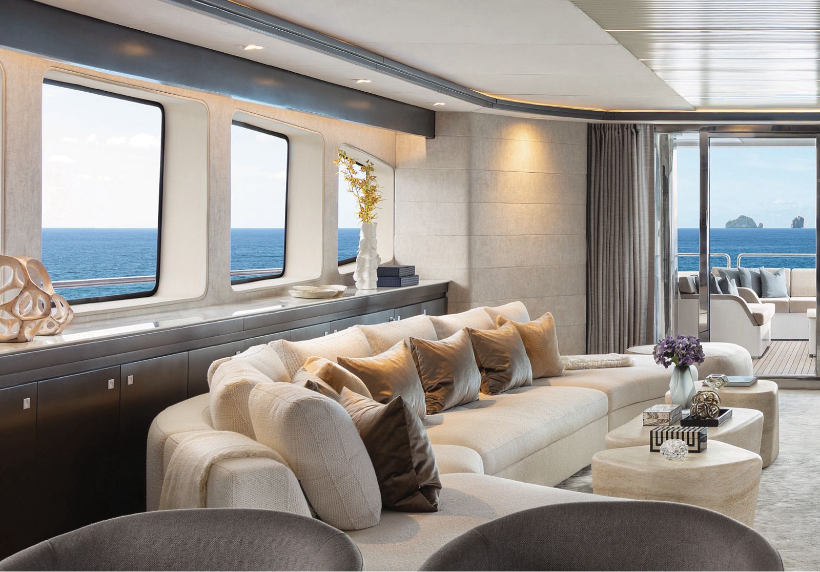 Thailand Superyacht Charter — main salon with panoramic sea views